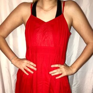 Red spaghetti strap dress